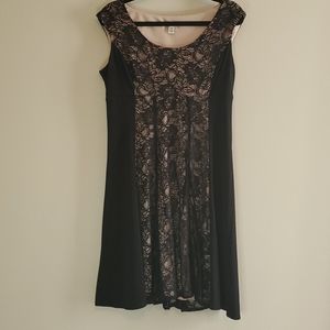 Black and nude dress with lace